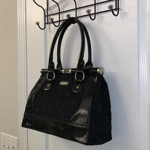 Black Tweed and Black Patent Bag - Picture 3 of 17
